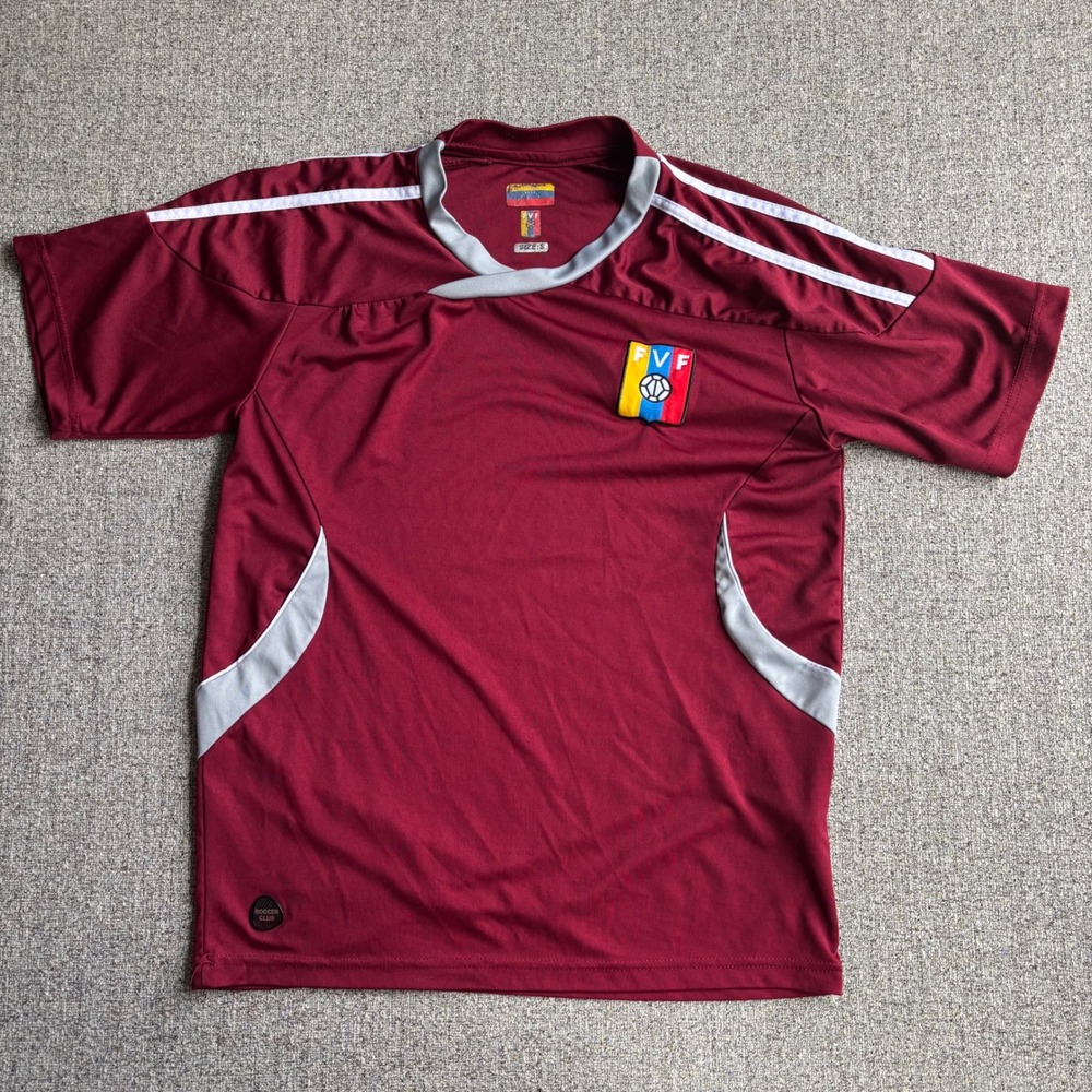Venezuela FVF Soccer Club Jersey Mens S Burgundy Football Shirt Short Slv